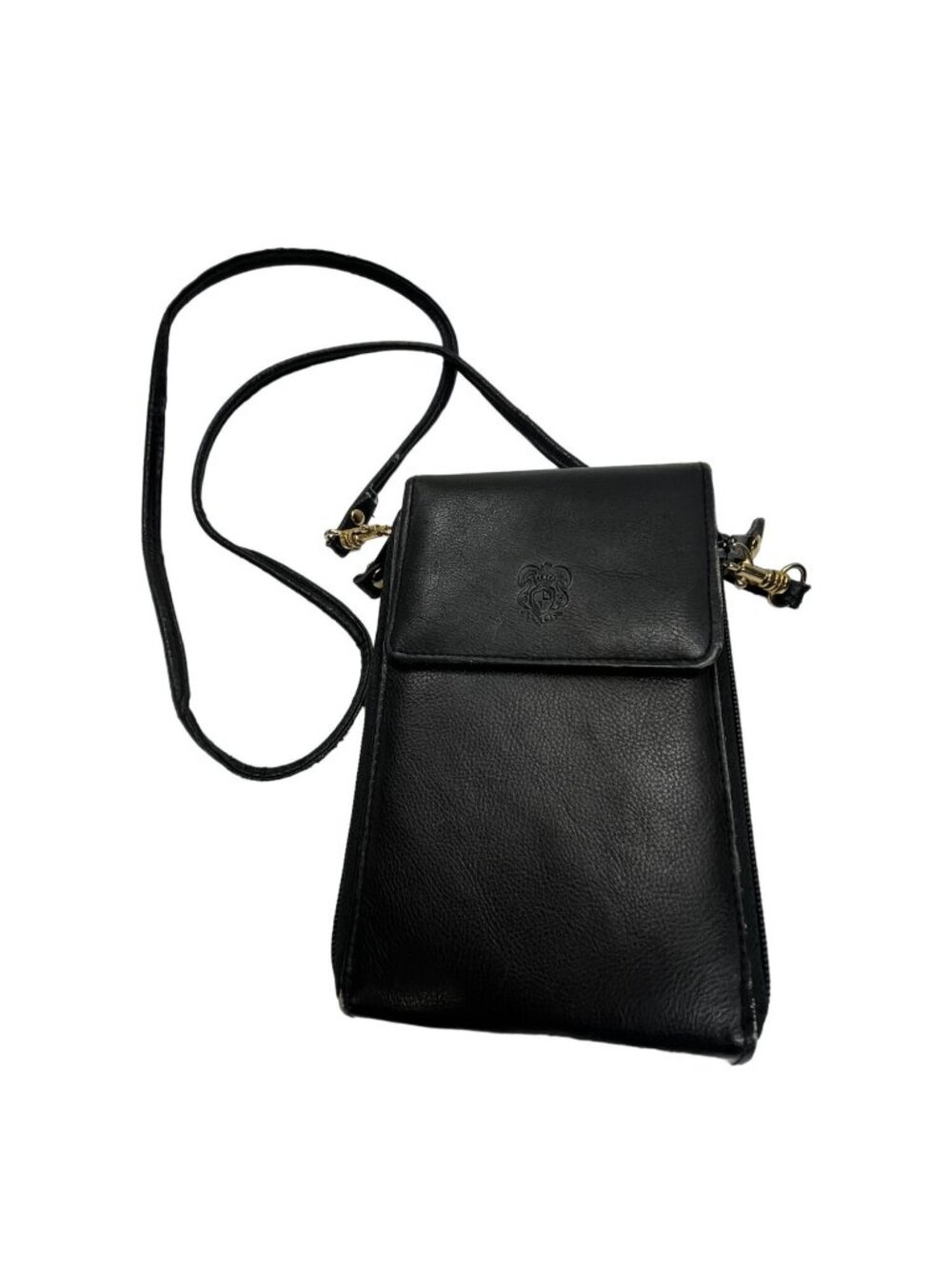 Black Leather Crossbody Bag With Adjustable Strap & Multiple Pockets 39I